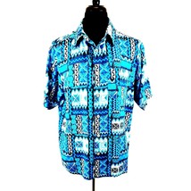 Junction West Short Sleeve Hawaiian Shirt Mens XL Electric Blue Teal Vac... - $17.73