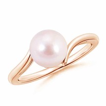 ANGARA Solitaire Japanese Akoya Pearl Bypass Ring for Women in 14K Solid Gold - £537.54 GBP