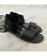 Sorel Womens Ella Flat Sandals Size 10 Black Leather Ankle Wrap Straps - $52.79 CAD