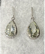 Silver Plated Pear Cut Tear Drop CZ Pierced Earrings for Women Lab Created - $243.52 MXN