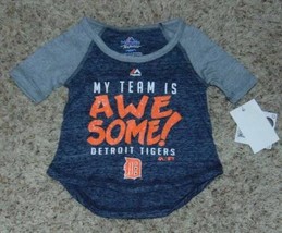 Girls Shirt Majestic MLB Detroit Tigers Baseball My Team Is Awesome Top $30-sz 4 - £8.94 GBP