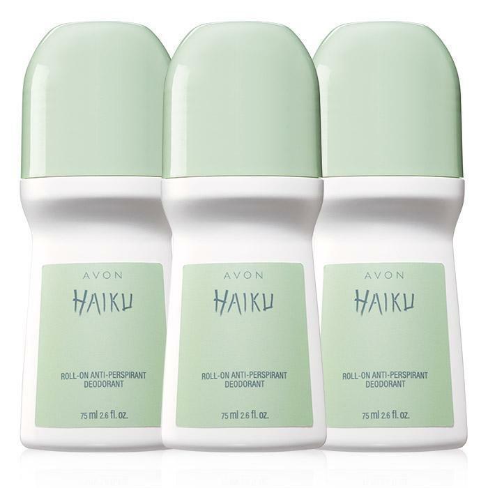 Avon Haiku 2.6 Fluid Ounces Roll-On Antiperspirant Deodorant Trio Set - £8.58 GBP