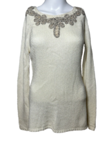 Anthropologie Angel of The North Womens Small Sweater Back Detail Ivory ... - $25.09