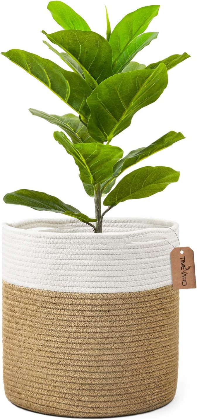 Timeyard Jute Rope Plant Basket Large Modern Woven Basket For 11&#39;&#39; Flowe... - $39.99