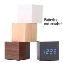 Modern Wooden Wood Digital LED Desk Alarm Clock Thermometer Timer Calendar - $17.76