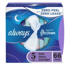 Always  Infinity Pads, Extra Heavy Overnight, with Wings Unscented, Size... - $47.99