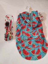 Pet Apparel 3Pc Dog Raincoat/Jacket, Leash &amp; Collar Watermelon Pattern M... - £15.57 GBP