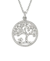 Silver Roots Tree of Life Charm Sterling Silver Rope Style Disc Pendant Necklace - £34.35 GBP