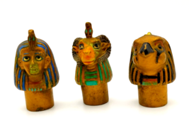 Egyptian Canopic Jar Lids Only Set 3 Miniature Pharaoh Bird Ram Decorati... - £12.11 GBP