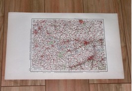 1924 Original Vintage Map Of Vicinity Of Lille France Liege Charleroi Belgium - $23.05