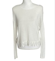 Garage Sweater Ivory Lace Crochet Bottom Women&#39;s XS Lightweight Boho SMA... - £13.37 GBP