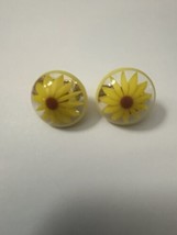 Vintage Marvella Yellow Lucite Daisy Sunflower Clip Earrings RARE - £36.75 GBP