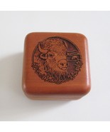 Wilderness Woods Bison Trinket Box Carved Buffalo Image On Lid Vintage 90s - $17.79