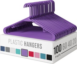 Plastic Hangers 100 Pack Purple - Clothes Hangers - Makes - - £62.77 GBP
