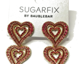 SUGARFIX by BaubleBar &quot;Crushing On You&quot; Double Hearts Earrings Red &amp; Pink - £8.69 GBP