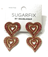 SUGARFIX by BaubleBar &quot;Crushing On You&quot; Double Hearts Earrings Red &amp; Pink - £8.56 GBP
