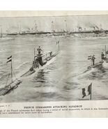 1914 French Navy Submarines Attack Battleships WW1 Print Antique Militar... - $733.58 MXN