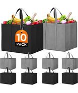 Reusable Grocery Shopping Bags 10 Pack Large Foldable Tote Bags Bulk, Ec... - $477.70 MXN