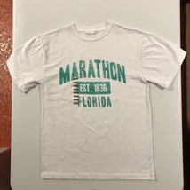 Women’s Short Sleeve Crew Neck “Marathon Florida” Graphic White T-Shirt ... - $14.01