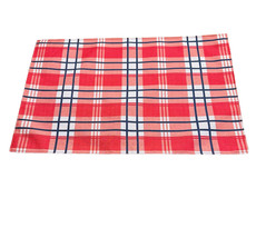 Plaid Placemats, Polyester, Red White Reversible-11x17Inch - £6.14 GBP