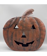 Metal Jack O Lantern Pumpkin Luminary Votive Candle Holder Rustic 2 Side... - $386.27 MXN