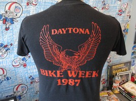 Vintage 80&#39;s Daytona Bike Week 1987 Soft thin Biker Pocket T shirt M - £36.96 GBP