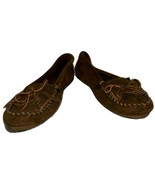 EUC - Minnetonka Brown Suede Leather Moccasins - Size 6 - £19.46 GBP