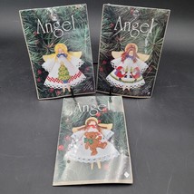 Three (3) Counted Cross Stitch Needlepoint Angel Christmas Holiday Ornam... - $11.87