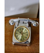 Silber Chrom Vintage Schreibtisch Home Decor Telefon Tischuhr Weihnachtsgeschenk - £95.69 GBP