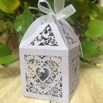 100pcs Light Purple Heart Laser Cut Wedding Favor Boxes,Small gift Packa... - $633.32 MXN