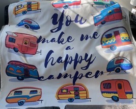 You Make Me Happy Camper Bed Throws Blankets Flannel Microfiber Comfort Queen - £27.20 GBP