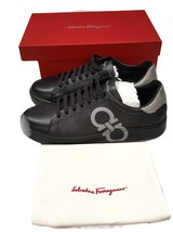 Salvatore ferragamo Shoes Men&#39;s gancini textured leather sneakers 350014 - £398.87 GBP