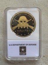 United States Army Infantry Skull This We’ll Defend Challenge Coin With Case - £11.81 GBP