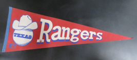 Vintage 1970&#39;s Texas Rangers Pennant Red Cowboy Hat Full Size 30”x12” - £39.53 GBP