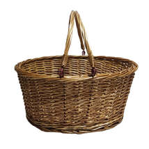 Unlined Double Steamed Wicker Shopping Basket With Swing Handles - £30.37 GBP