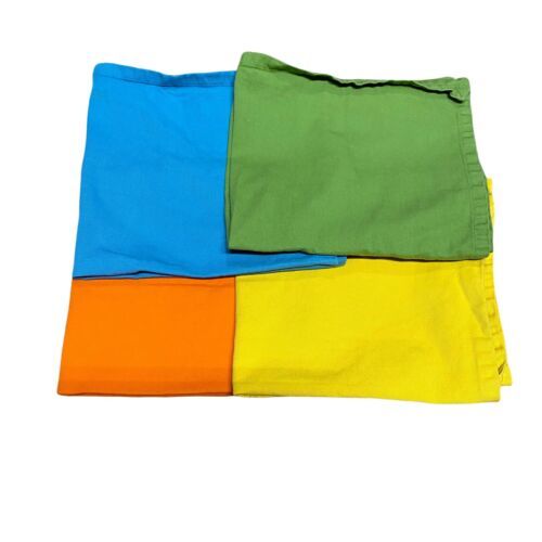 Williams Sonoma Cloth Napkins Primary Colors Blue Green Orange Yellow Lot 4 - $36.44