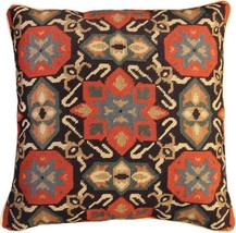 Throw Pillow Ararat 18x18 Multi-Color Beige Poly Insert Wool Cotton Velvet Back - £215.54 GBP