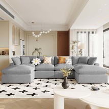 Modern U-Shape Sectional Sofa w/ 2 Chaises &amp; Ottomans - £795.84 GBP