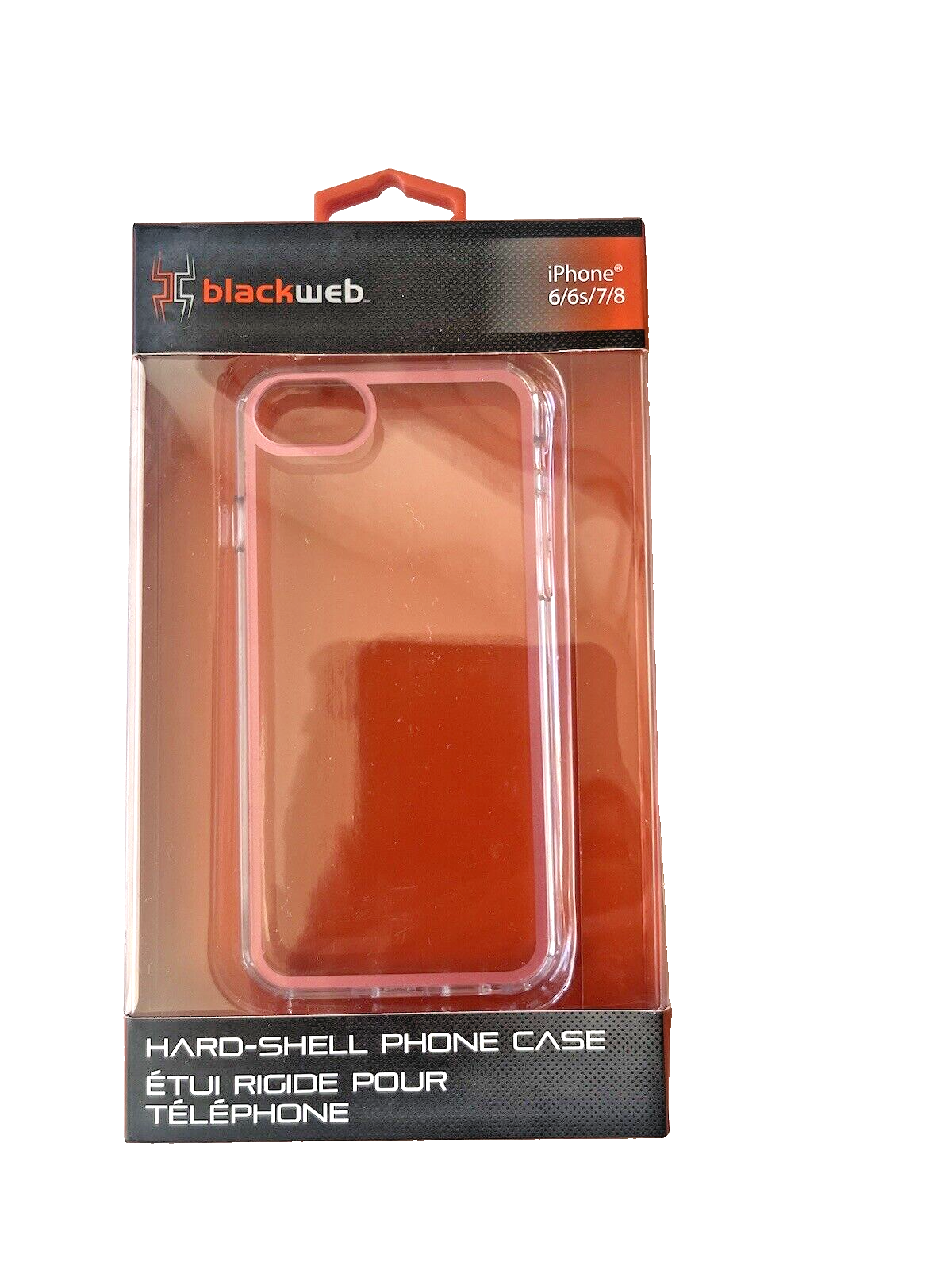 Blackweb Hard Phone Case for iPhone 6/6s/7/8/ SE 2020 Clear w/ Pink Trim - $7.91