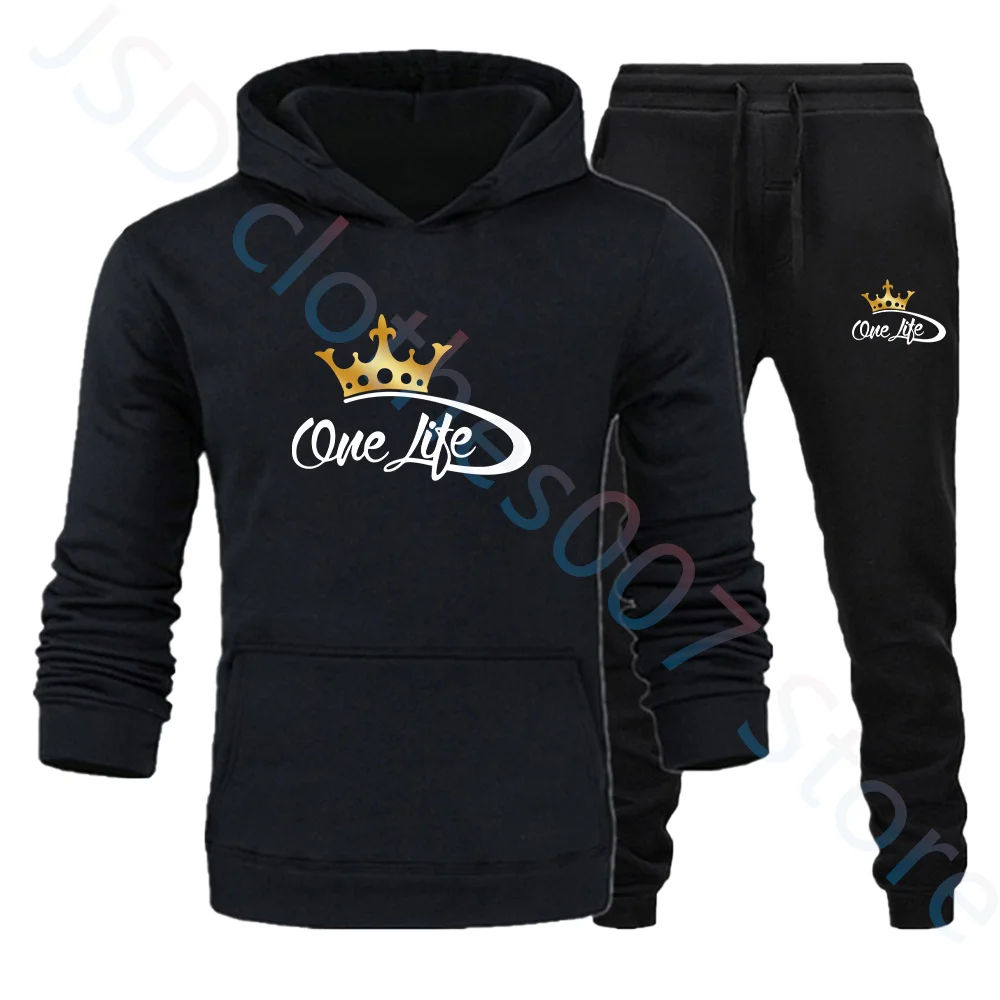 Trauit Men&#39;s One Love Print Couple Hoodie Sweatshirt + Sweatpants Set wear Joggi - £102.35 GBP