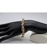 Vintage Gold Tone White Rhinestone and Seed Bead Bracelet 8 Inches Fashion - $27.22 CAD