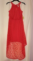 New $120 Orange Emma &amp; Michele Boho Crochet Asymmetric HI-LOW Dress Elastic S 6 - £15.78 GBP