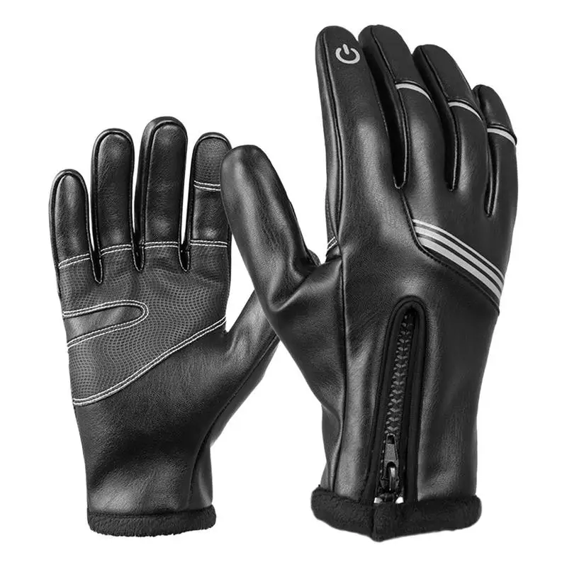 Touch Screen PU Leather Motorcycle Full Finger Gloves Motorcycle Gloves Nonslip - $19.34+