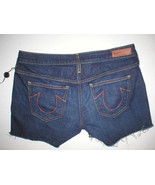 New Womens True Religion NWT $188 Jean Shorts Dark Blue 26 Designer Keir... - £88.94 GBP