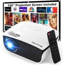 Outdoor Projector, Mini Projector With 100&quot; Screen, 1080P And 240&quot; Supported - £57.64 GBP