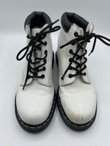 Dr Martens Lace Up Boots White Women size 7 Combat Boots B64 - £29.57 GBP