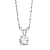 14kt White Gold Womens Round Diamond Solitaire Pendant 1/5 Cttw - £265.10 GBP