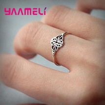 Vintage Creative Hollowed Flower Shaped Anillos Ring for Women Men Pure 925 Ster - £9.13 GBP