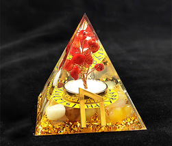 Lun Runes Right Crystal Pyramid Reiki Amethyst Energy Healing Meditation Orgone - £11.84 GBP