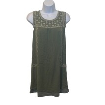 Alya Women&#39;s Small Green Embroidered Boho Sleeveless Tunic Dress - £11.18 GBP